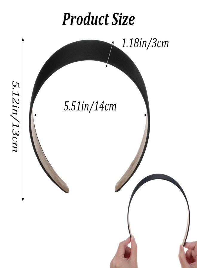 DOPENSPI 2 Pcs Satin Headbands for Women, 1.18 Inch Wide Non Slip Hair Bands Solid White Black Fashion headband Cute Hair Accessories for Christmas Daily Wear Party - Image 3